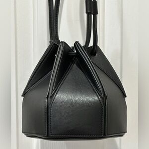 MMS Design Studio Black Faux Leather Bucket Bag